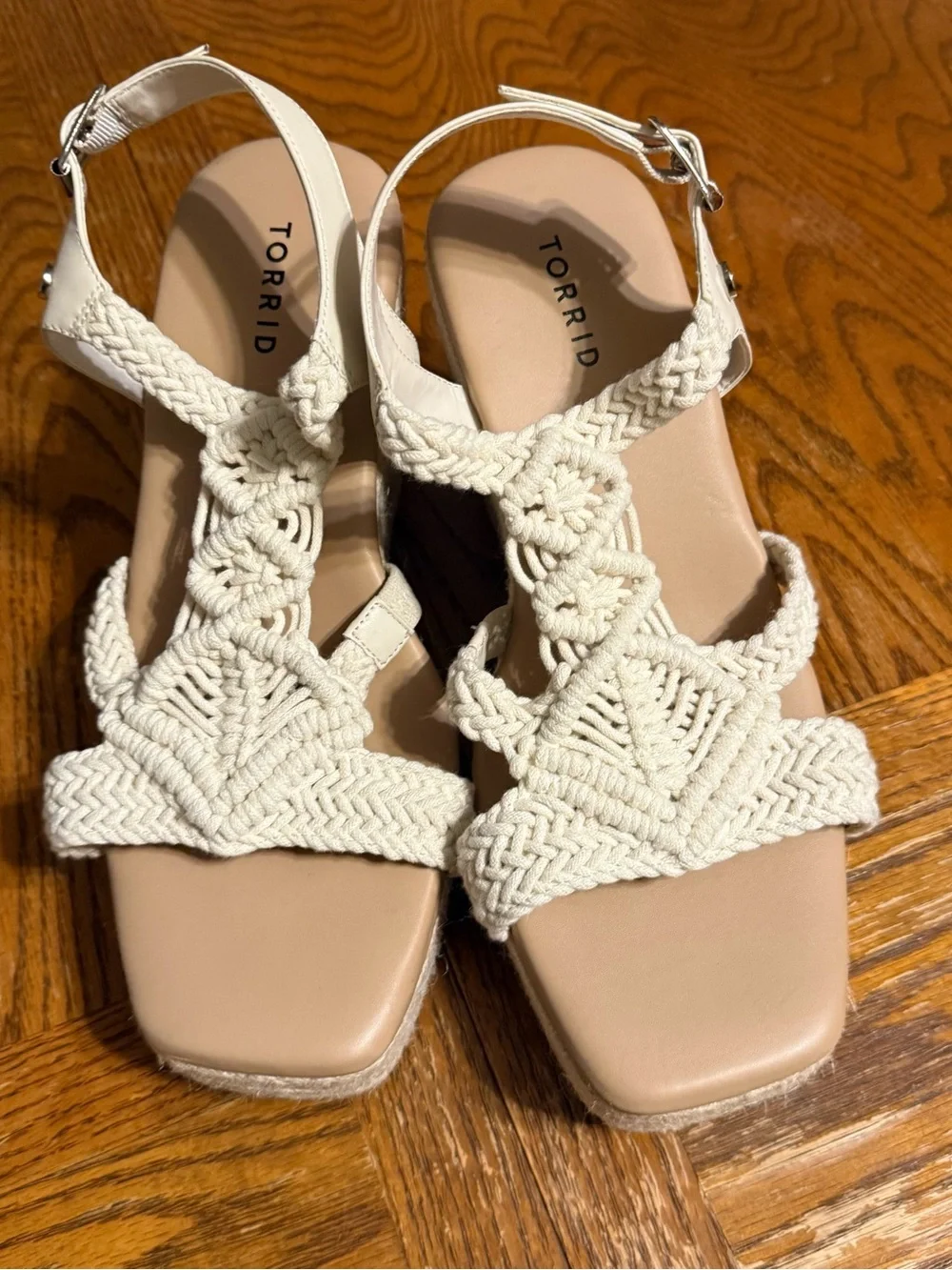 Torrid Macrame Cream Braided Espadrille Wedge Sandals Sz 11 WW